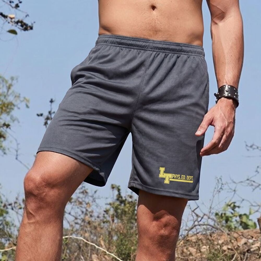 A4 Gym Shorts Lane Tech Phys Ed Department Mens Large Gray Athletic Chicago PE